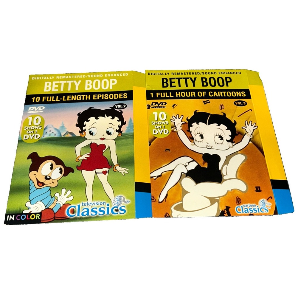 Betty Boop DVD Set Vol.2 & Vol.3 Digitaly Remastered Cartoons 10 Episodes Each